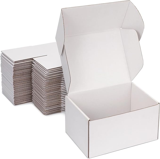 Small Shipping Boxes 6x6x4 Inch (25 Pack) - Sturdy White Corrugated Cardboard Boxes for Small Business, Ecommerce, Mailing & Packaging | Recyclable Gift & Storage Boxes