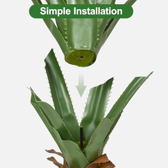 4ft Artificial Agave Plant, Realistic Faux Spiked Agave Tree with Lifelike Leaves and Moss in White Pot, Indoor Outdoor Floor Plant for Home Office Patio Porch Decor