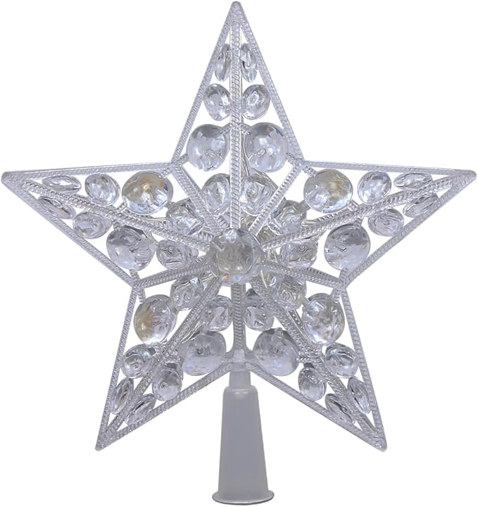 Alpine Corporation 9" H Star Tree Topper with Multi-Color LED Lights, Christmas Decoration