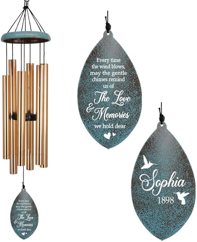 ASTARIN Personalized Name 35" Memorial Wind Chimes for Outside, Metal Sympathy Gifts for Loss of Mother Father Loved One, Bereavement Wind Chime in Memory Gift