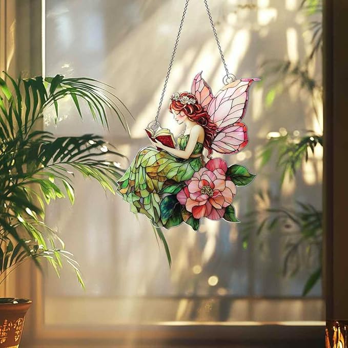 Fairy Ornaments Decor for Christmas Tree - Fairy Gifts for Women Men - Fairy Home Kitchen Nursery Christmas Decorations - 2D Flat Acrylic Ornament Window Hanging