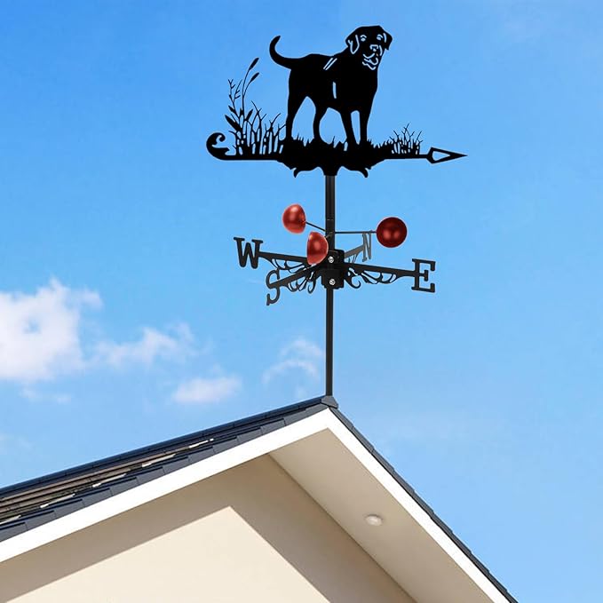 Metal Rooster Weathervane Roof Mount, Rust-Resistant & Durable, Wind Direction Indicators, Decor Weather Vane for Yard, Outside, Garden, Shed, Farmhouse & Chicken Coop (Dog)