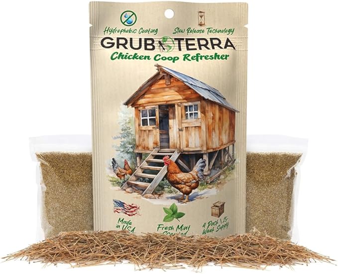GrubTerra Chicken Coop Refresher Strongest Odor Eliminator for Cages, Pets, Runs, Multi-Purpose Zero Odor Neutralizer, Scent Remover Smell Control Solution for Clean Fresh Chicken Living Environment