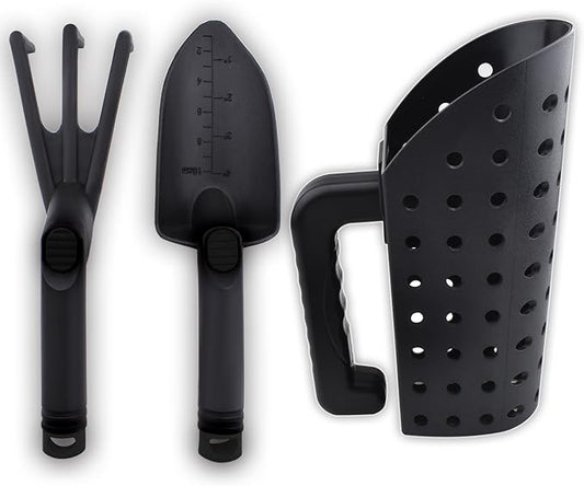 Metal Detector Accessories, Sand Scoop Sand Shovel & Trident Rake Digging Tools for Metal Detecting, Beach Shelling, Sand Sifter at The Beach & More for Kids and Adult (Black)