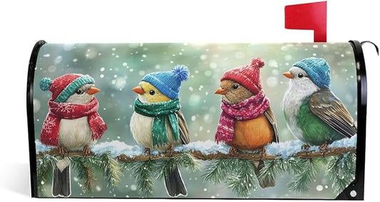 ALAZA Winter Birds on Snowy Pine02 Magnetic Mailbox Cover MailWraps Garden Yard Home Decor for Outside Oversized-25.5" x20.8"