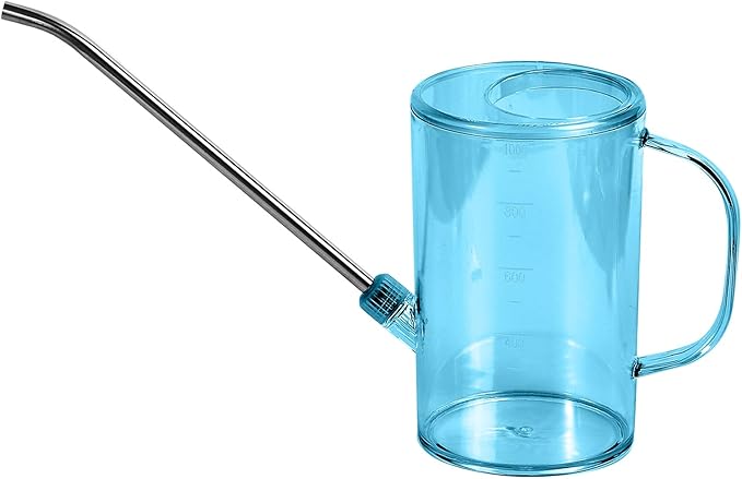 Small Plastic Watering Can - for Home Garden - with Long Spout - 1/4 Gallon - 34 Oz - Sky Blue