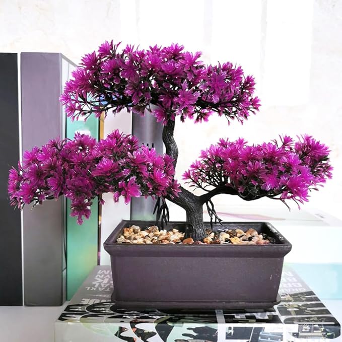 iayokocc Artificial Bonsai Tree, Juniper Faux Plants, Indoor Small Fake Plants Decor for Home Bedroom Office Desk Farmhouse Decor