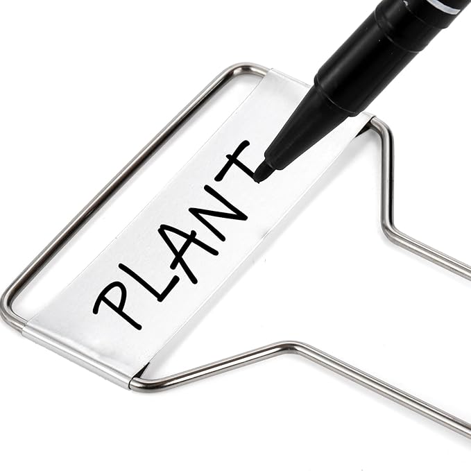 Foraineam 30 Pack 10 Inch Plant Label Stakes Metal Garden Markers, Weatherproof Aluminum Nameplate Metal Plant Markers Seedling Signs, Reusable Nursery Tags for Potted Plants Flowers Herbs Vegetables