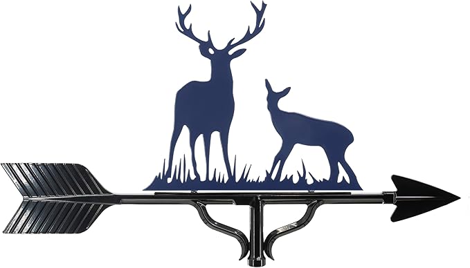 Montague Metal Products Buck and Doe Weathervane - 14 Ornament Colors Available - Roof Mount Included (4 to Choose from) - Deer Weathervane - Hunter Gift Ideas