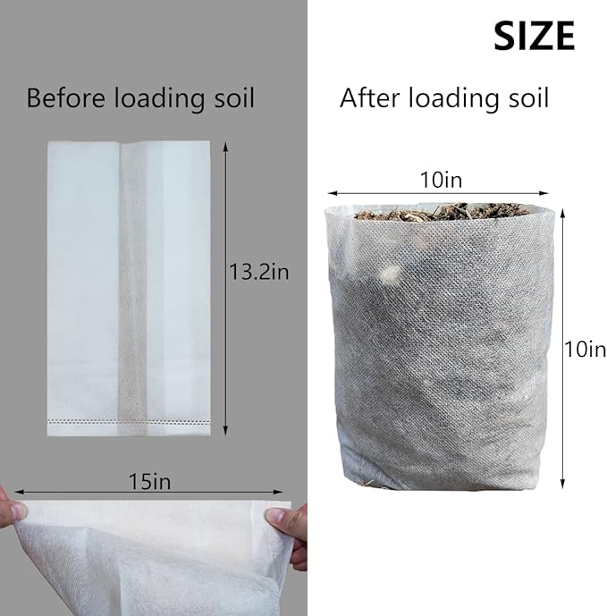 Belit Large Non-Woven Plant Nursery Bags, 25 Pcs Grow Bags Seedling Pots Container for Tree,Vegetable, Flower, Plant Grow (13.2"x15")