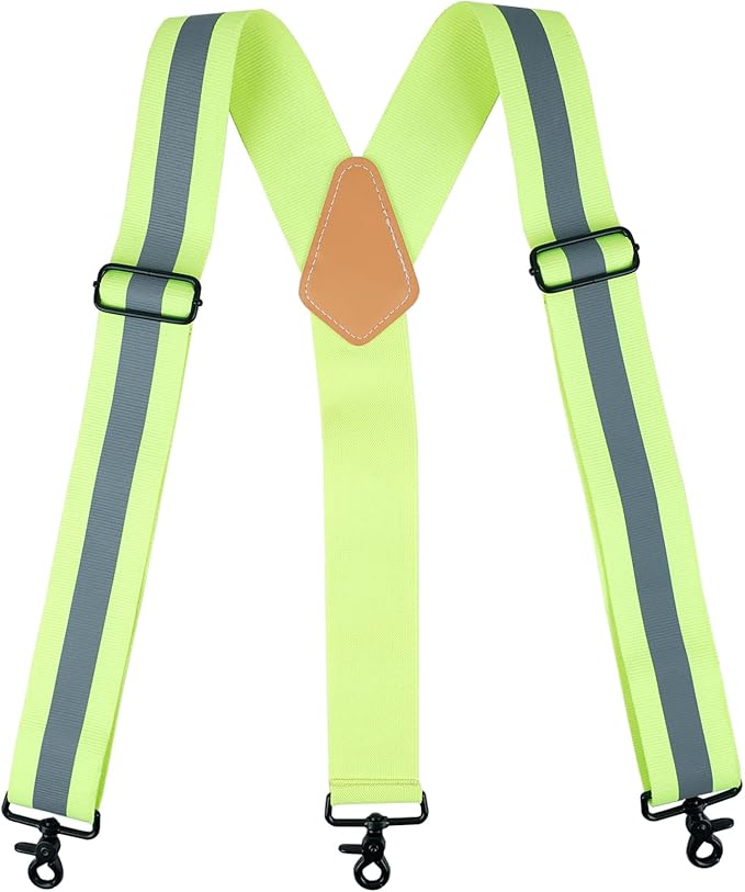 MELOTOUGH Suspenders with Non-Metal End Clip Reflective Safety Belt Clip