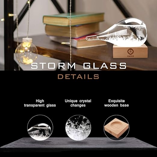 Storm Glass Weather Predictor, Teardrop-Shaped Weather Globe Home/Office Desktop Decoration, Christmas Decor Snow Globe Weather Forecast Station, Unique Christmas Gift