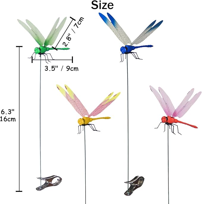 Kleeblatt Dragonfly Clip Bug Repellent 12pcs - DIY Dragon Fly Clips for Bugs Repellent, Hair Accessories, Garden Decor, Outdoor Decorative Stakes - Ideal for Garden & Patio Enhancement (in Bags)