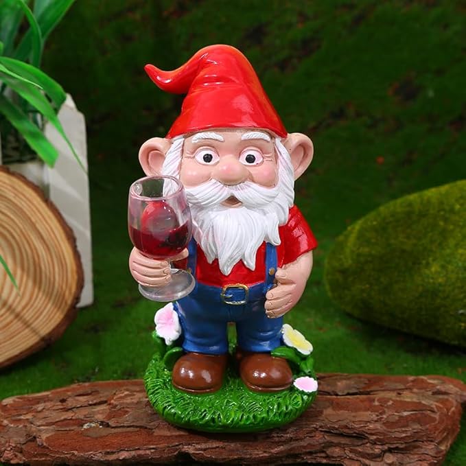 Garden Gnome Statue, 12 inch Outdoor Lawn Decoration, Weather Resistant Resin, Freestanding