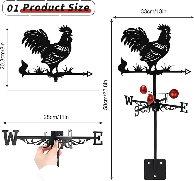Custom Metal Weathervane Personalized Steel Wind Indicator with Name Outdoor Decor for Roof Garden Barn Patio-Horse