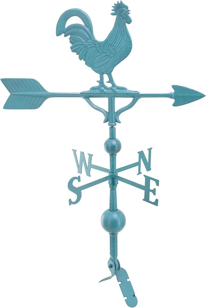 Most Color Options - Aluminum Rooster Weathervane - Made in The USA - Chicken weathervane - Rooster Decor - Rooster Weathervane for Roof - Roof Mount Included (4 to Choose from)