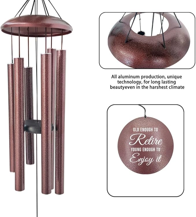 Personalized Wind Chimes Retirement, Retirement Gifts Celebrate Retire, Customized Congratulations Metal Wind Chimes for Parnents/Mom/Dad 36inch (Produced in USA)