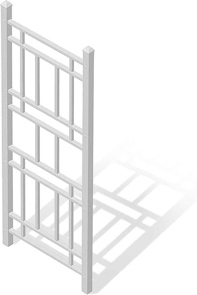 Dura-Trel Wellington 28 by 75 Inch Indoor Outdoor Garden Trellis w/Ground Anchors, Plant Support for Vines, Climbing Plants, & Vegetables, White