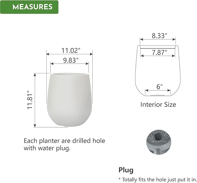 11.8" H Resin Tall Planters for Outdoor Plants, Modern Beige Round Tapered Plastic Flower Pot for Outdoor and Indoor Plants, Large Plant Pot with Drainage Holes and Rubber Plug for Home Garden Patio