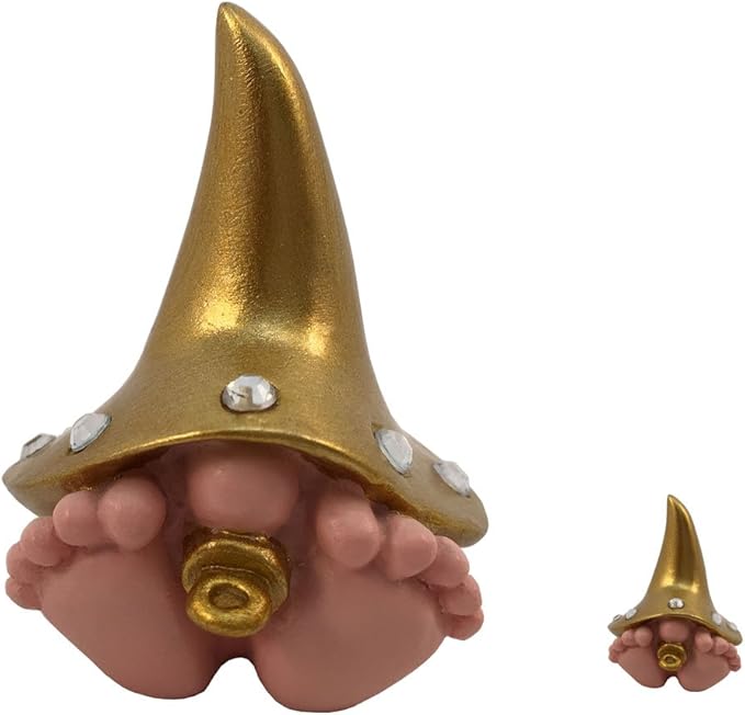 GlitZGlam Baby Diva The Giant Golden Baby Gnome for The Enchanted Gnome and Fairy Garden (6 Inches Tall) Gold