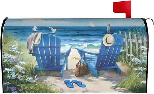 Spring Summer Beach Mailbox Covers Magnetic Letterbox Covers 21x18 Inch for Garden Outdoor Decoration