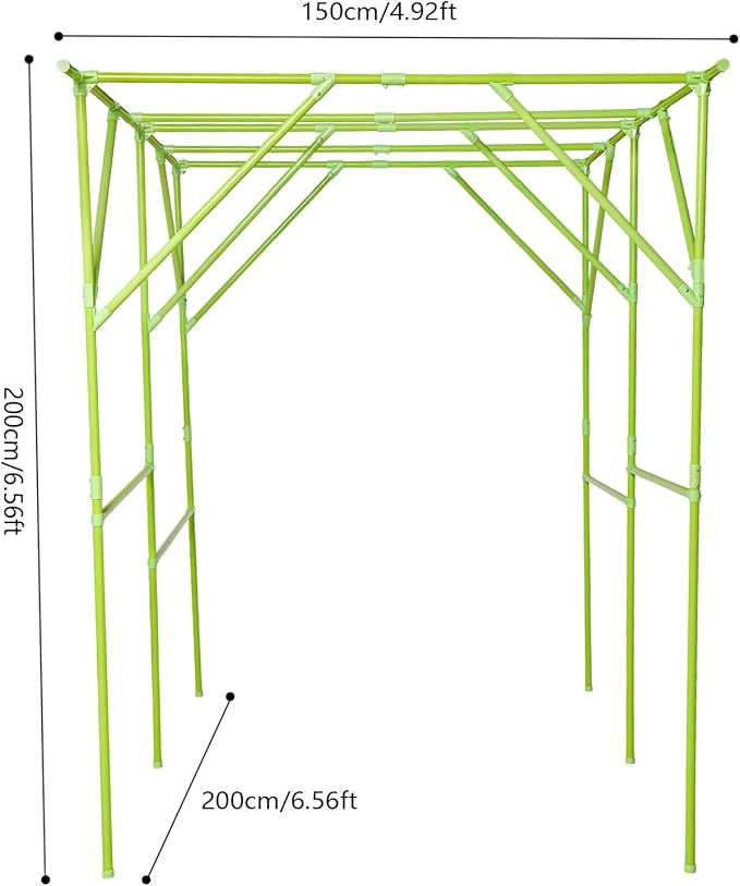 Grape Trellis | 79'' L x 59'' W x 79'' H Grape Vine Support Arch Arbor | Plant Climbing Pergola | Arbour Gazebo Trellis Rack Pergola | Plant Support Rack Trellises for Vegetable Fruit (Green)