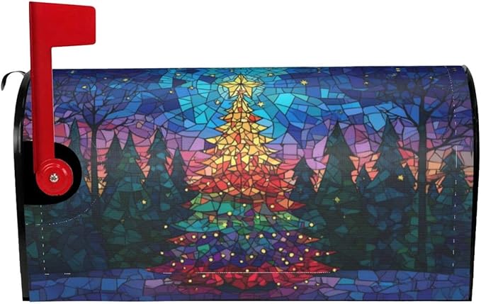 Christmas Trees Mailbox Covers Magnetic Letterbox Covers 21x18 Inch for Garden Outdoor Decoration