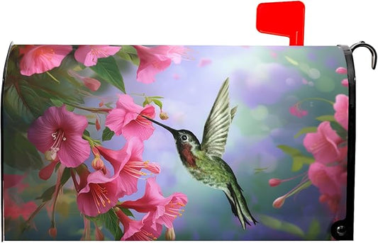 Flowers Magnetic Mailbox Cover - 18 x 21 Inch Bird & Floral Design - Spring/Summer Mailbox Wrap