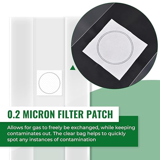 100 Packs 6 Mil Mushroom Grow Bags, Thick Spawn Bags 5" X 8" X 20" with 0.2 Micron Filter Breathable Autoclavable Durable Tear-Resistant