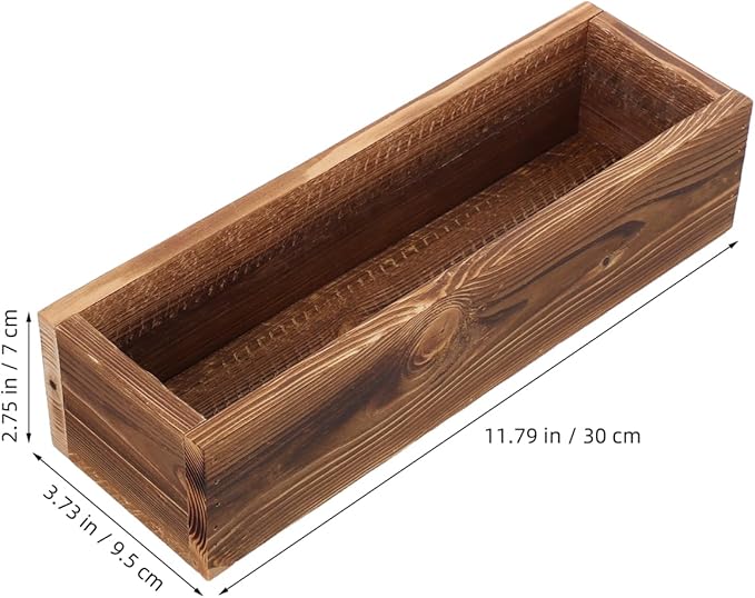 BESPORTBLE Rustic Wooden Rectangle Planter Box: Rectangular Succulents Plant Container for Outdoor & Indoor - Wood Window Box for Farmhouse Wedding Balconies Garden, 11.7 * 3.7 * 2.7inch