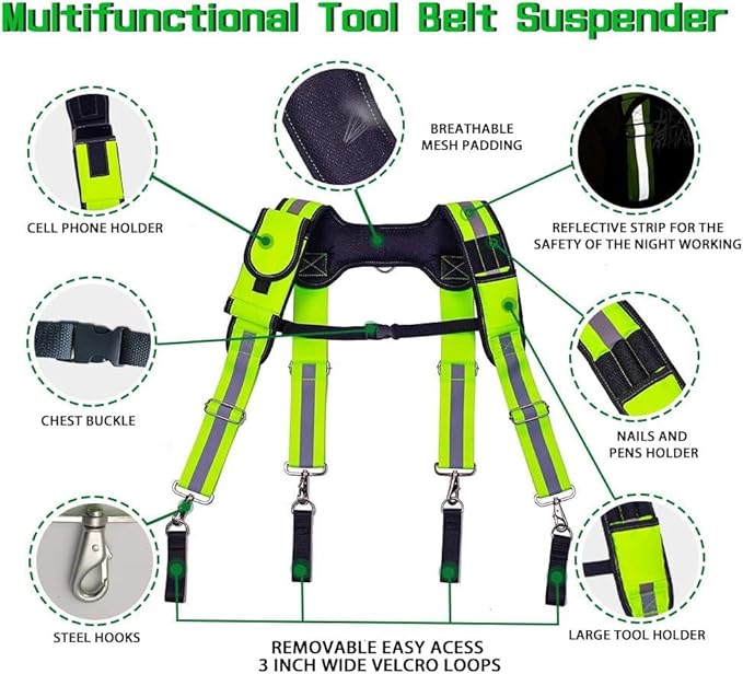 Dr.TOUGH Tool Belt Suspenders for Men Carpenter Tool Belt with Suspenders