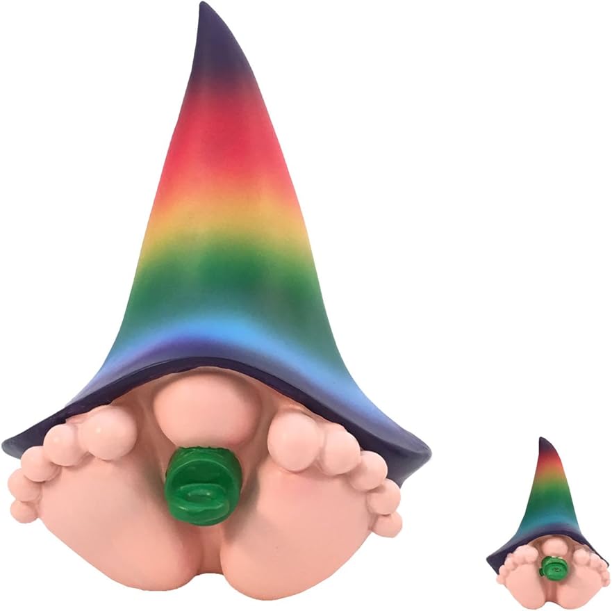 GlitZGlam Giant Baby Gnome for Your Enchanted Gnome and Fairy Garden (6 Inches Tall) (Rainbow)