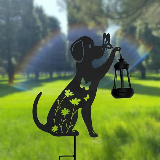 Metal Dog Christmas Garden Decor for Outside Silhouette Decorative Garden Stakes Yard Art,Patio,Lawn Ornaments Gifts for Women/Men/Dog Lovers (1pc)