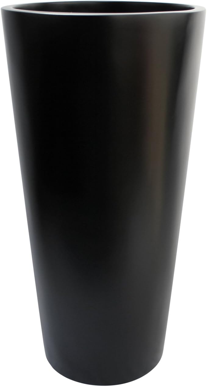 Dublin Tall Round Cylinder Fiberglass Planter (D:13" x H:26", Matte Black)