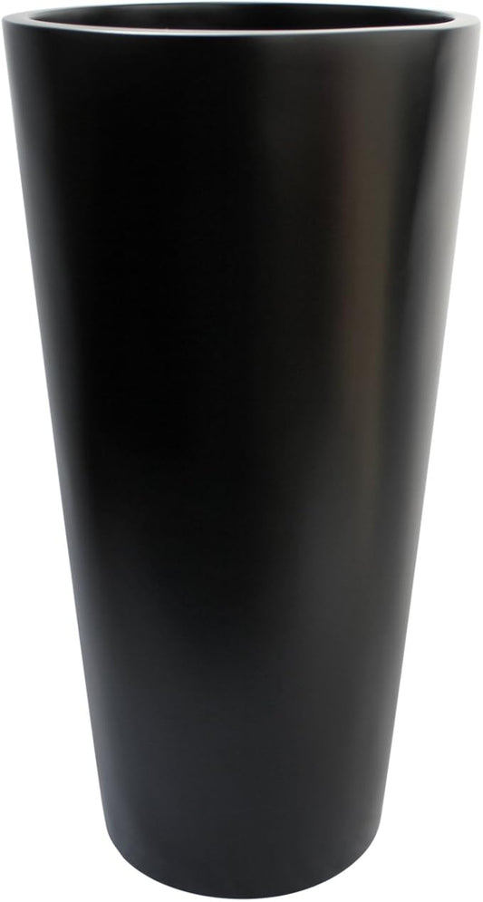Dublin Tall Round Cylinder Fiberglass Planter (D:13" x H:26", Matte Black)