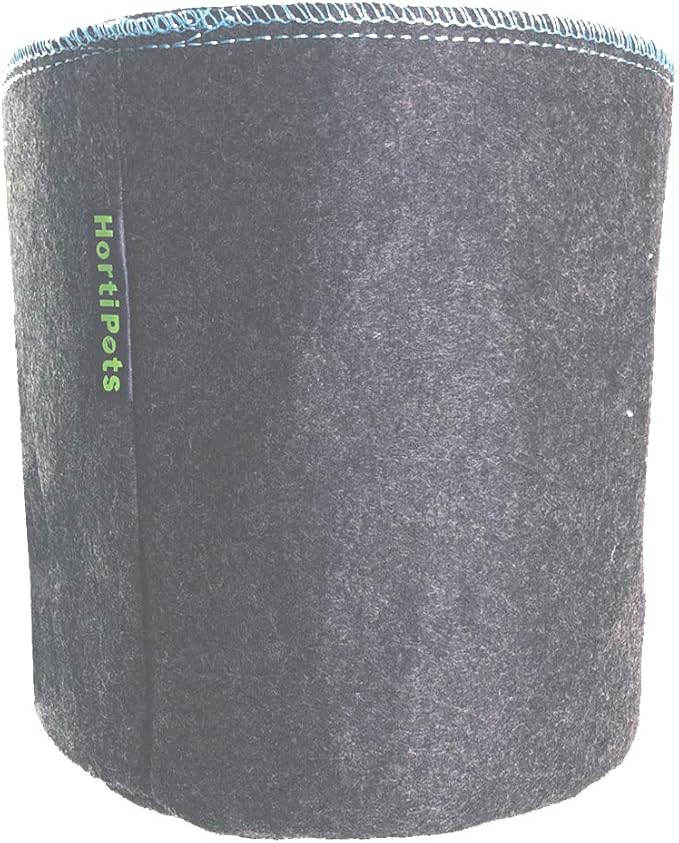HORTIPOTS Fabric Pots 2 Gallon Non So Floppy Air Pruning Non Woven Black Gray Grow Bags (Pack of 6)