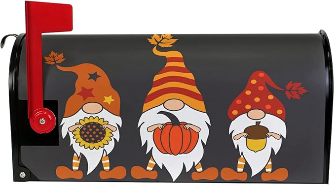 ALAZA Thanksgiving Fall Gnomes Autumn Magnetic Mailbox Cover MailWraps Garden Yard Home Decor for Outside Standard Size-18"x 20.8"