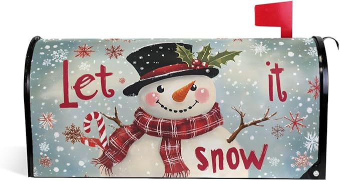 ALAZA Let it Snow Winter Snowman Magnetic Mailbox Cover MailWraps Garden Yard Home Decor for Outside Oversized-25.5" x20.8"