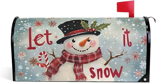 ALAZA Let it Snow Winter Snowman Magnetic Mailbox Cover MailWraps Garden Yard Home Decor for Outside Oversized-25.5" x20.8"