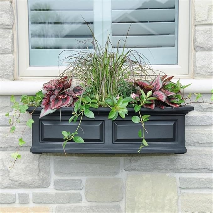 Pemberly Row 3ft Weatherproof Traditional Plastic Window Box in Black