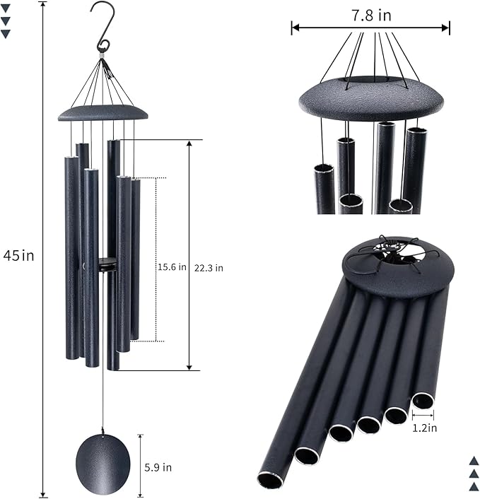 ASTARIN 45-Inch Wind Chimes for Outdoors,Memorial Wind Chimes Large with 6 Heavy Tubes, Gift for Mom Women Grandma Neighbors,Large Deep Tone for Garden Hanging Decor, Sympathy Gifts,Midnight Blue