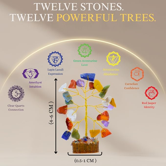Chakra Tree of Life Gift Sets Crystal Tree Set of 12 Unique Birthday Gifts for Women, Sister, Mom, Home Office Decor, Shelf Desk Decoration for Positive Energy, Bring Good Luck, Money, Reiki Healing