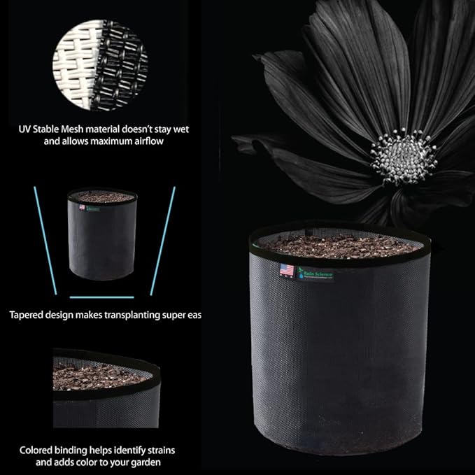 Grow Bag 3 Gallon, Planting Pots - Colorful Plant Grow Bags Pots Gardening Vegetable - Air Pruning Mesh Fabric Plant Container - (Black/Black)