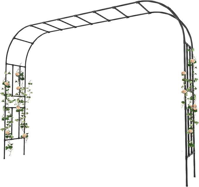 Garden Arch, 126''x94.5'' Arbor Trellis, Trellis for Climbing Plants Outdoor, Garden Arch Arbor for Flower, Climbing Vine Vegetable, Fruit and Lawn(Black)