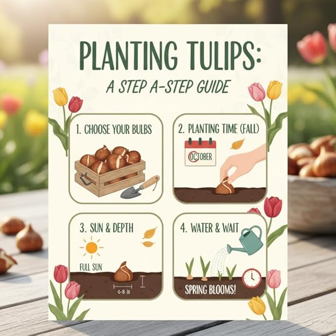20 Mix Tulip Bulbs for Fall Planting, Vibrant Spring Blooms, Easy Fall Planting, Bulk Tulips Bulbs Perennial Flowers, Medium Size Bulbs Ready to Grow (Mix Single Tulip Bulbs)
