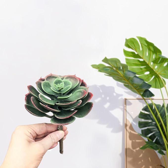 2Pcs Artificial Succulent Plants, Lotus Flower Realistic Fake Succulents, Fake Plant for Garden Arrangement Decor, Autumn