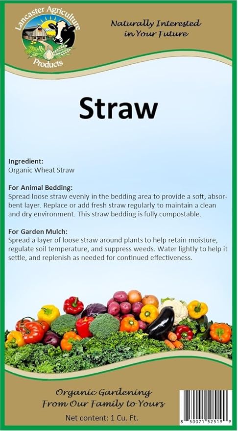 Premium Wheat Straw (1 Cu. Ft.) for Small Animal Bedding, Gardening, Landscaping, Mulching, Overseeding Grass Spots, and Composting - Lancaster Agriculture Products