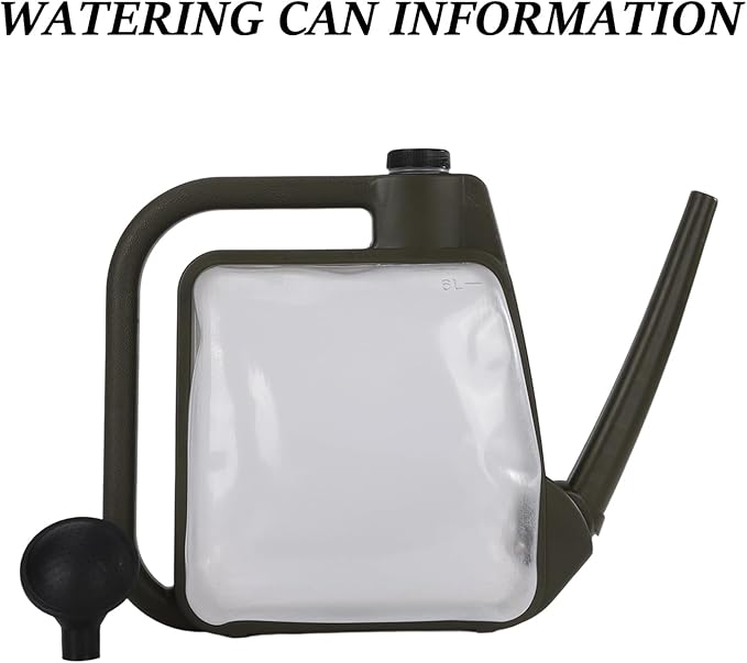 Foldable Transparent Plastic Watering Can 1.6Gal with Spray and Pour Nozzle for Indoor Outdoor Plants,Army Green