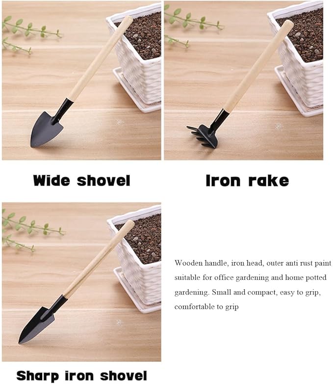 5 Pieces Garden Tools Set for Gardening Women Weeding Hoe rake Spade Greenhouse Indoor Small Hand Planting Tools kit Bonsai Accessories