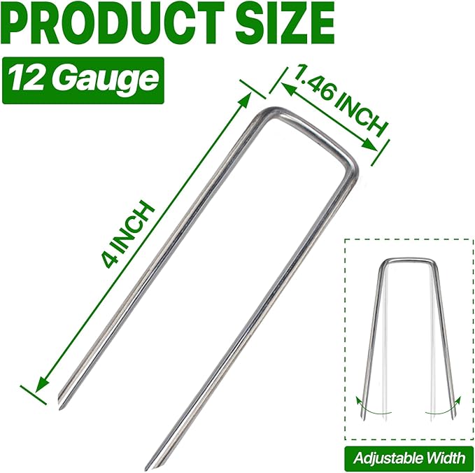 4 Inch 180 Pack Landscape Staples Galvanized Garden Stakes Anti-Rust Landscape Pins for Weed Barrier Fabric, Artificial Turf and Landscape Fabric